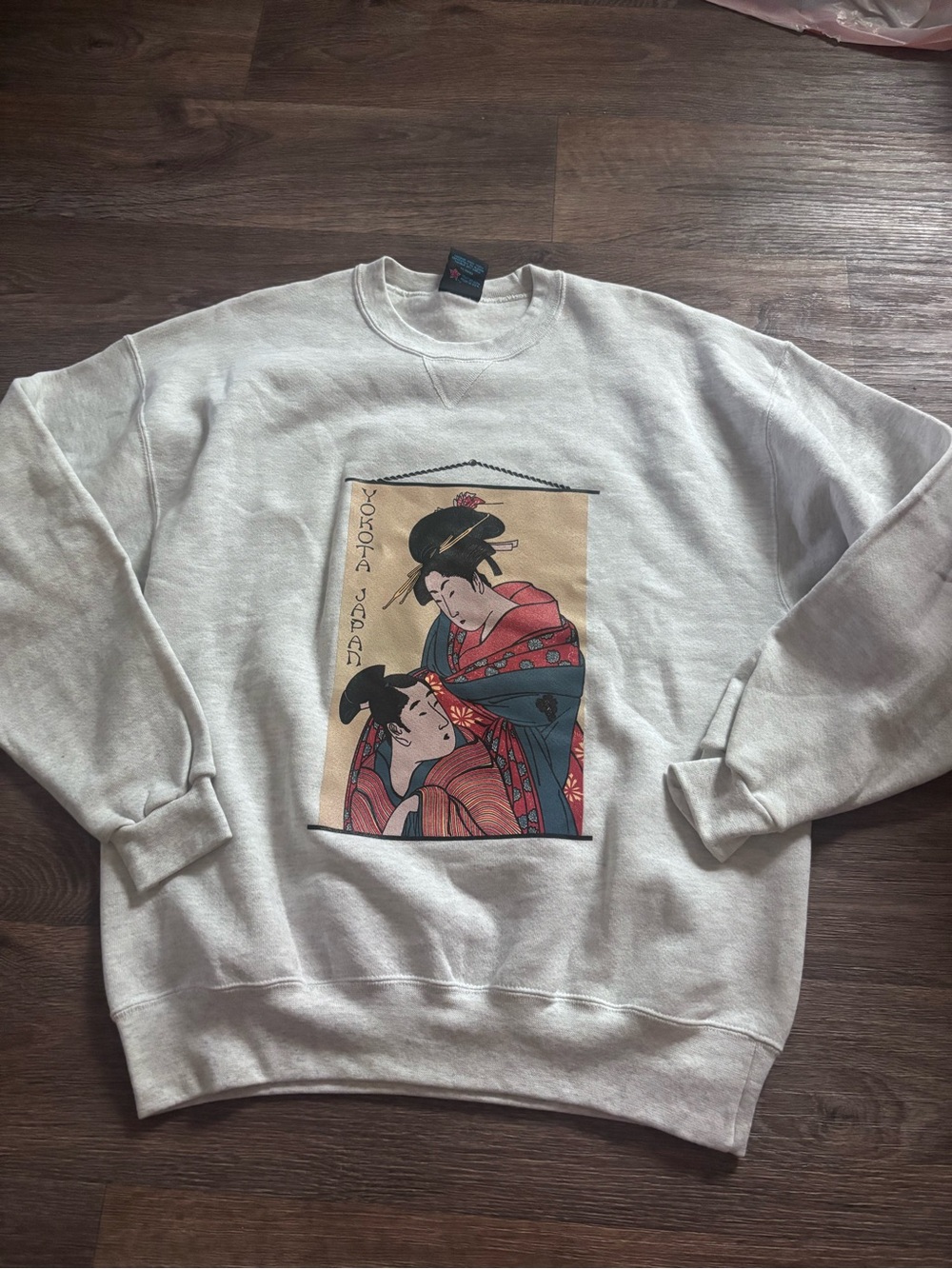 Vintage 90s Soffe Yokota Japan Air Base Sweatshirt L Ukiyo-e Geisha Military